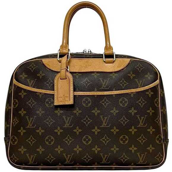 LOUIS VUITTON Brown Monogram Leather Deauville Boston Bag